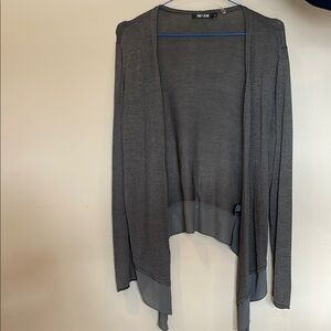 Gray Open-Front Cardigan with Long Sleeves